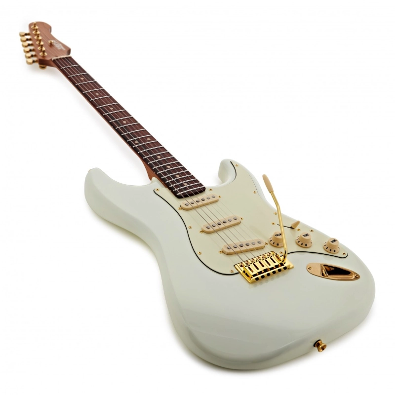 Jet Guitars JS380OW-G SSS Olympic White Roasted Maple Gold Hardware