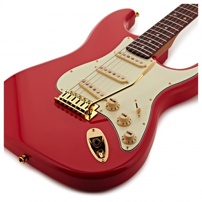 Jet Guitars JS380RD-G SSS Chitarra Elettria Manico Roasted Rossa