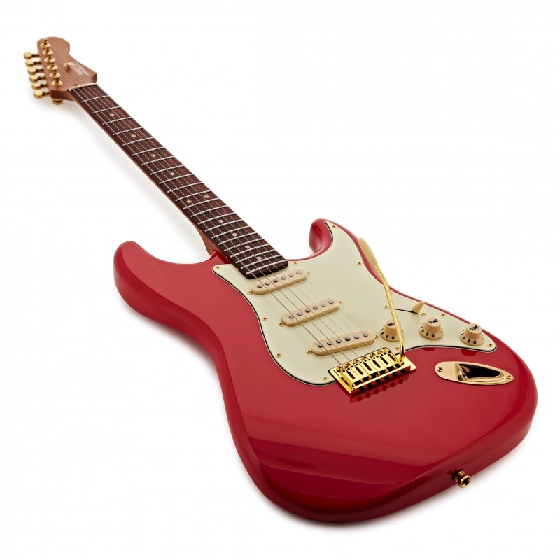 Jet Guitars JS380RD-G SSS Chitarra Elettria Manico Roasted Rossa