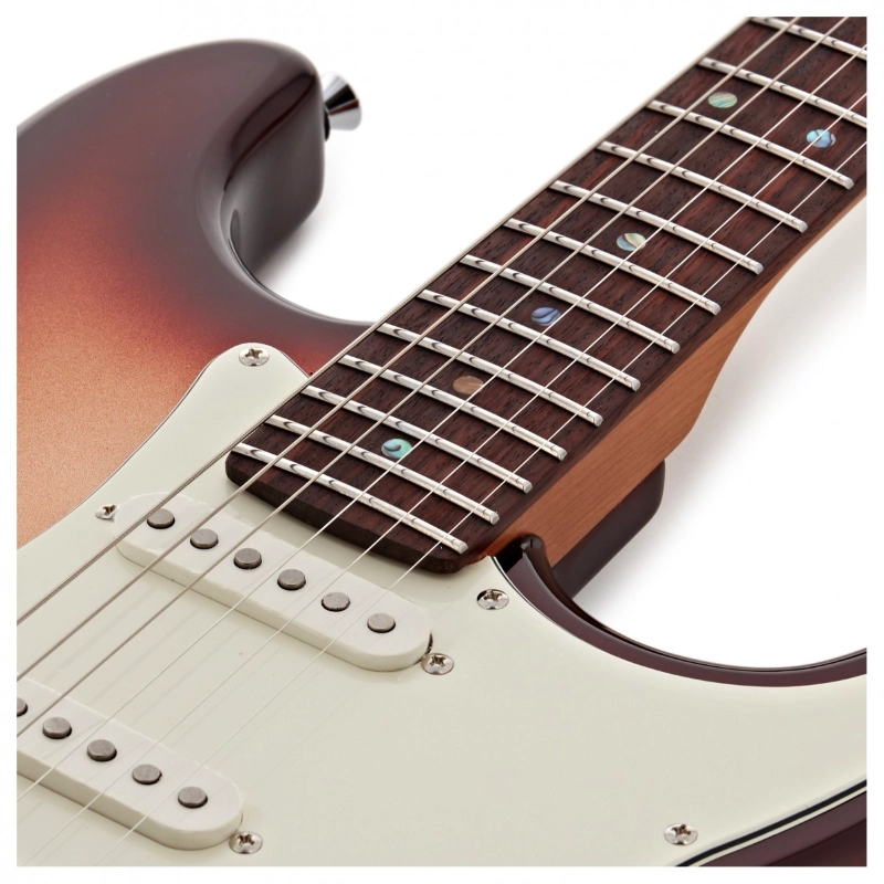 Jet Guitars JS40ELITE-MB HSS Sunburst Elite Roasted Maple Tastiera in Palissandro