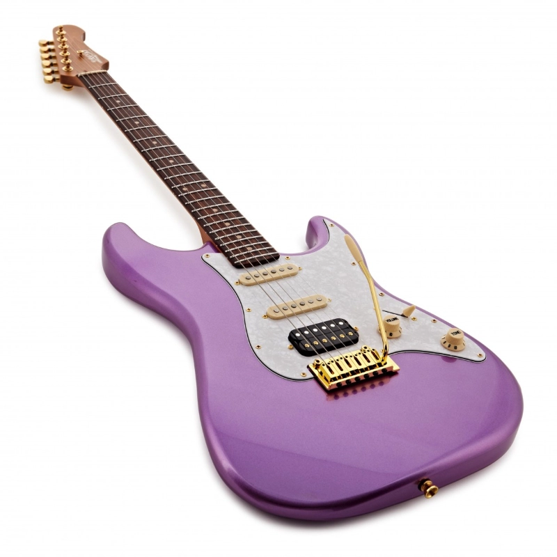Jet Guitars JS480VI-G HSS Violet Chitarra Elettrica Viola Roasted Maple