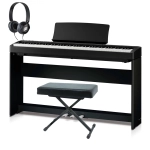 Kawai ES120B Mega Bundle Pianoforte Digitale 88 Tasti Nero con Supporto Pedaliera Panca e Cuffia