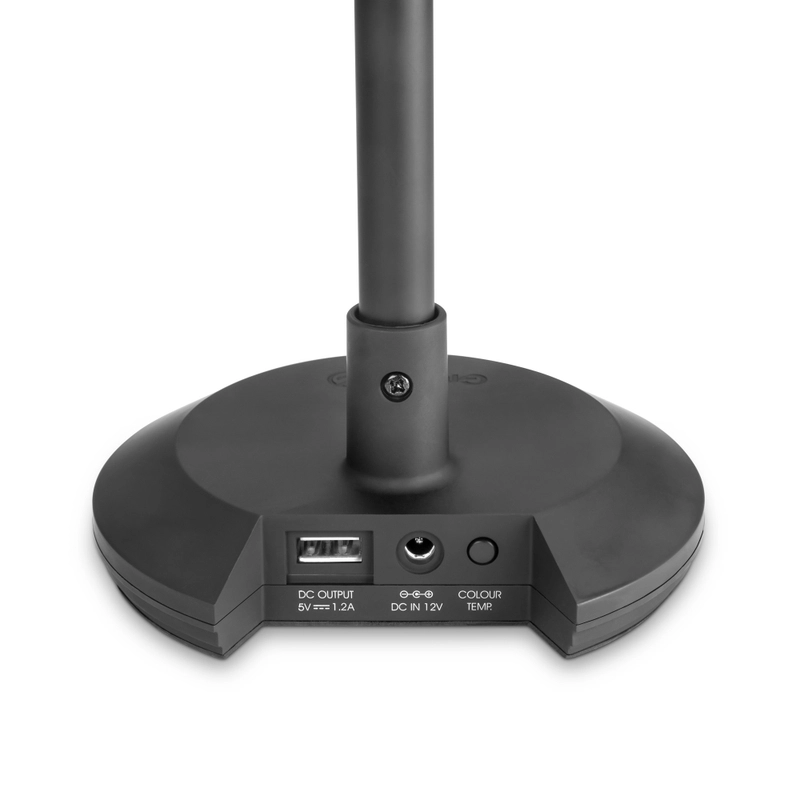 Gravity LEDPLT2B Lampada da tavolo e da pianoforte con LED, dimmer e uscita per ricarica USB