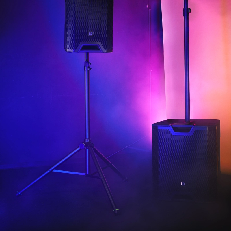 Gravity SP5211GSB Supporto per diffusori sonori con sospensione a gas da 35 mm, alluminio nero