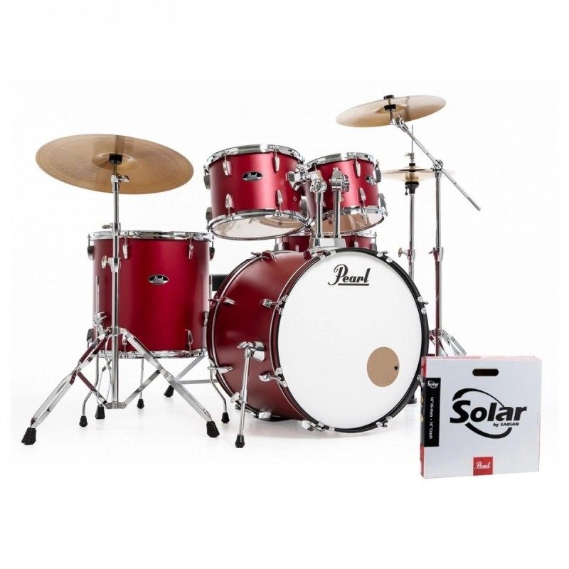 PEARL RS525SBC/C747 Batteria 22 10 12 16 14 Roadshow Matte Red con Hardware e Piatti Sabian 20 16 14
