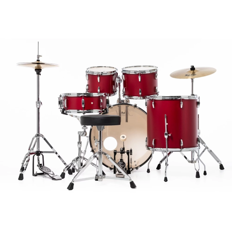 PEARL RS505C/C747 Batteria 20 10 12 14 14 Roadshow Matte Red con Hardware e Piatti Sabian 16 14