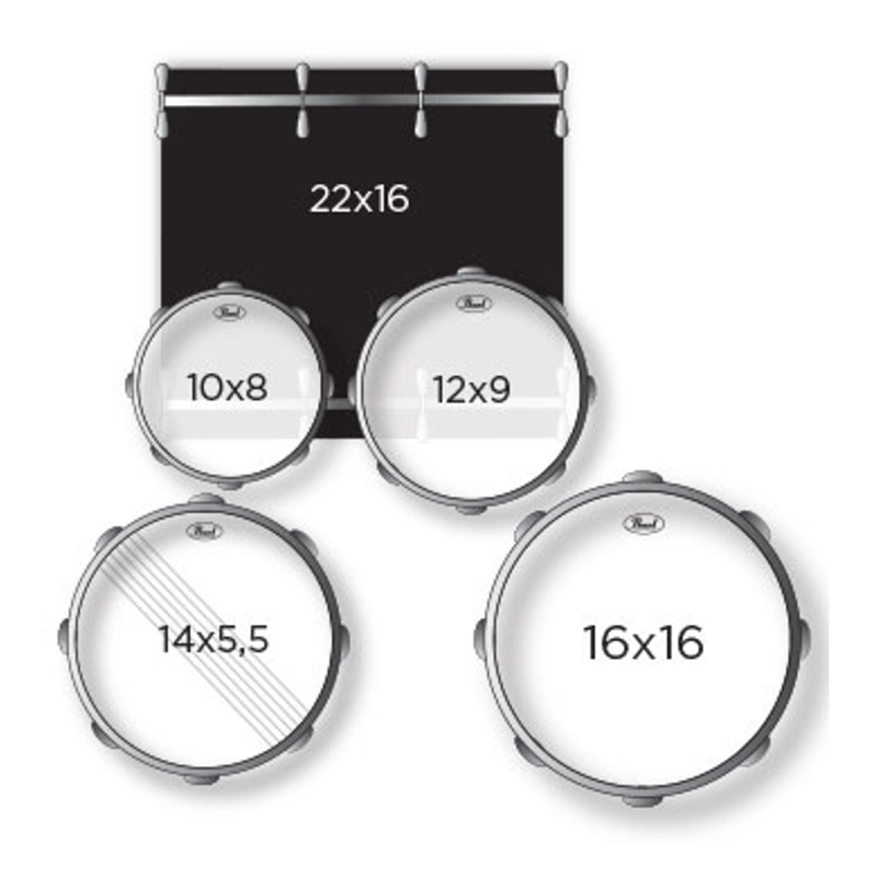 PEARL RS525SC/C31 Batteria 22 10 12 16 14 Roadshow Jet Black con Hardware e Piatti Sabian 16 14