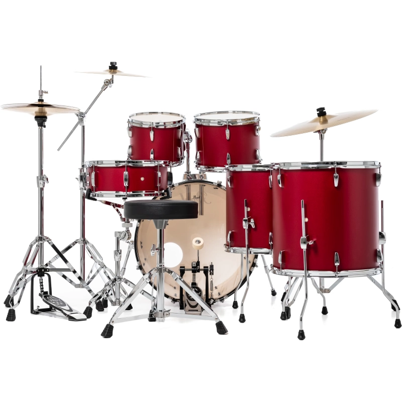 PEARL RS526SBC/C747 Batteria 22 10 12 14 16 14 Roadshow Plus Matte Red con Hardware e Piatti Sabian 20 16 14