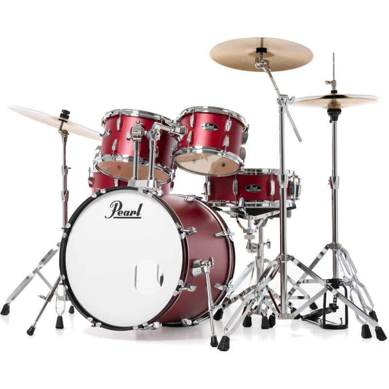 PEARL RS505BC/C747 Batteria 20 10 12 14 14 Roadshow Matte Red con Hardware e Piatti Sabian 20 16 14 PEARL BATTERIA ROADSHOW 5pz RS505BC/C747 Rosso Satin