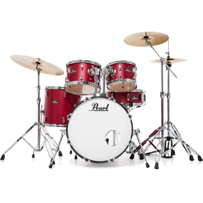 PEARL RS505BC/C747 Batteria 20 10 12 14 14 Roadshow Matte Red con Hardware e Piatti Sabian 20 16 14 PEARL BATTERIA ROADSHOW 5pz RS505BC/C747 Rosso Satin