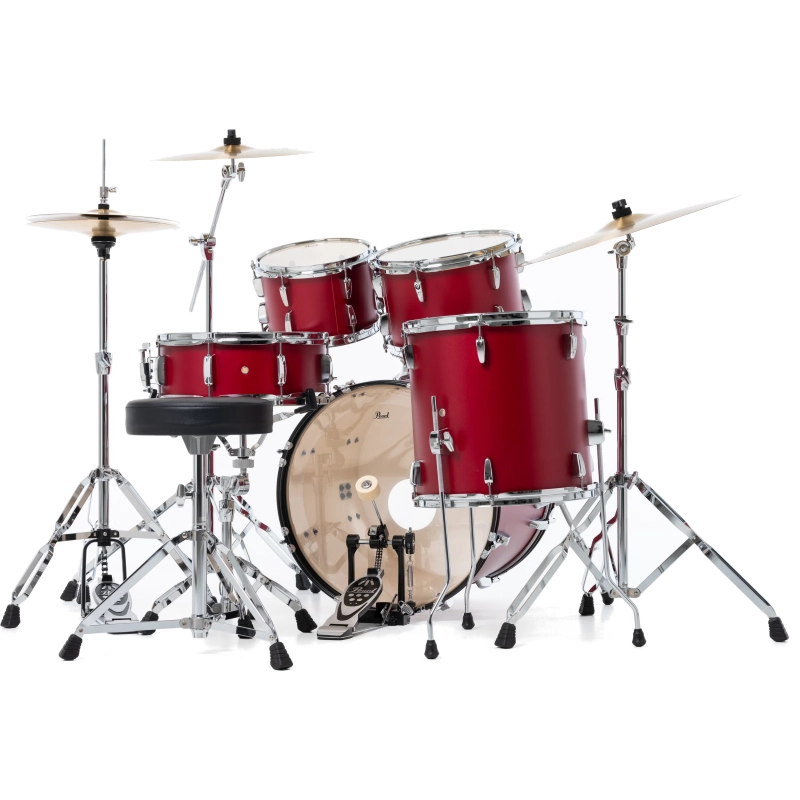 PEARL RS505BC/C747 Batteria 20 10 12 14 14 Roadshow Matte Red con Hardware e Piatti Sabian 20 16 14 PEARL BATTERIA ROADSHOW 5pz RS505BC/C747 Rosso Satin