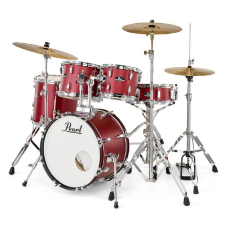 PEARL RS585BC/C747 Batteria 18 10 12 14 13 Roadshow Matte Red con Hardware e Piatti Sabian 20 16 14