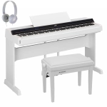 Yamaha PS500WH Deluxe Bundle Pianoforte Digitale 88 Tasti Pesati Bianco con Supporto Pedaliera Panca e Cuffia