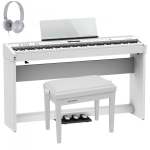 Roland FP60X WH Deluxe Bundle Pianoforte Digitale 88 Tasti Bianco con Supporto Pedaliera Panca e Cuffia