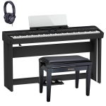 Roland FP90X BK Deluxe Bundle Pianoforte Digitale 88 Tasti Nero con Supporto Pedaliera Panca e Cuffie