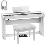 Roland FP90X WH Deluxe Bundle Pianoforte Digitale 88 Tasti Bianco con Supporto Pedaliera Panca e Cuffia