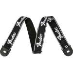 Fender Quick Grip Locking End Strap, Black with White Running Logo, 2"