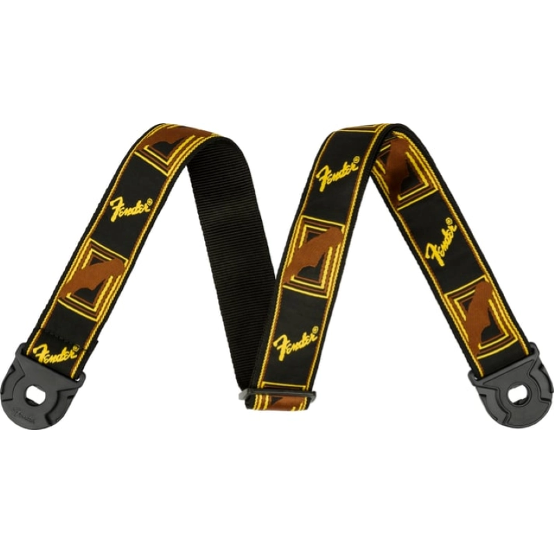 Fender Quick Grip Locking End Strap, Black, Yellow and Brown, 2"