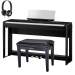 Kawai ES520B Deluxe Bundle Pianoforte Digitale Nero con Supporto Pedaliera Panca e Cuffie