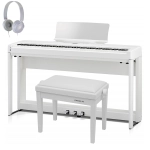 Kawai ES520W Deluxe Bundle Pianoforte Digitale Bianco con Supporto Pedaliera Panca e Cuffia