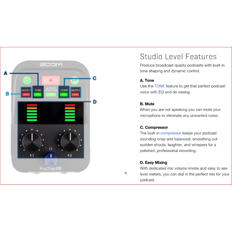 Zoom PodTrak P2 Podcast Recorder, Dual USB Mic Recorder