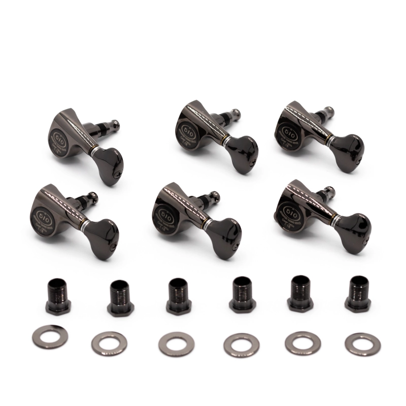 Gotoh SGS510Z-S5-LCK Meccaniche Standard 6L Black Chrome Set di meccaniche 6 in linea per chitarra elettrica