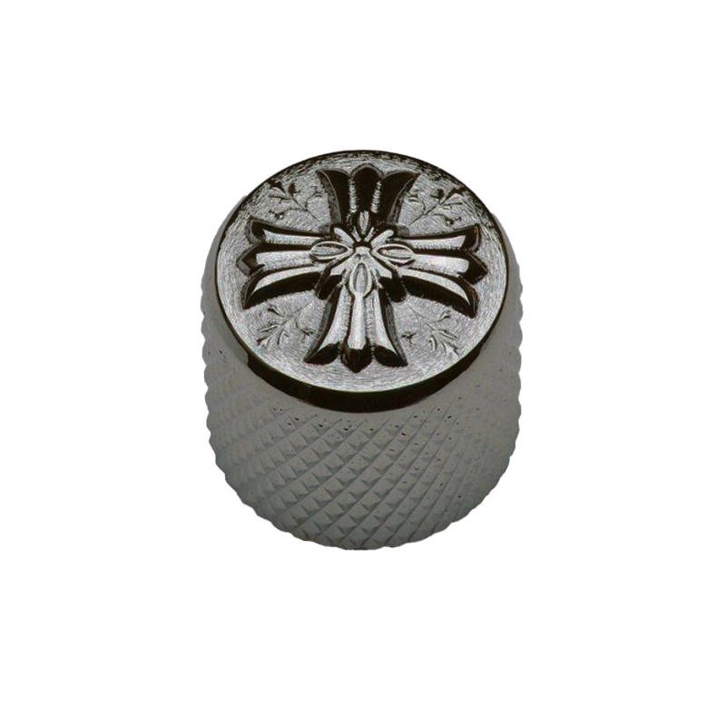 Gotoh VK-ART-03-CK Potentiometer Knob 19mm Cross Black Chrome Manopola per potenziometro (Shaft 6mm) in metallo zigrinato con vite di fissaggio