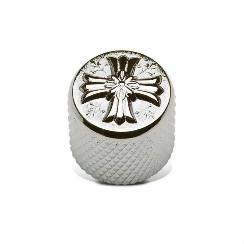 Gotoh VK-ART-03-C Potentiometer Knob 19mm Cross Chrome Manopola per potenziometro (Shaft 6mm) in metallo zigrinato con vite di fissaggio