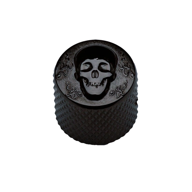 Gotoh VK-ART-02-B Potentiometer Knob 19mm Skull Black Manopola per potenziometro (Shaft 6mm) in metallo zigrinato con vite di fissaggio