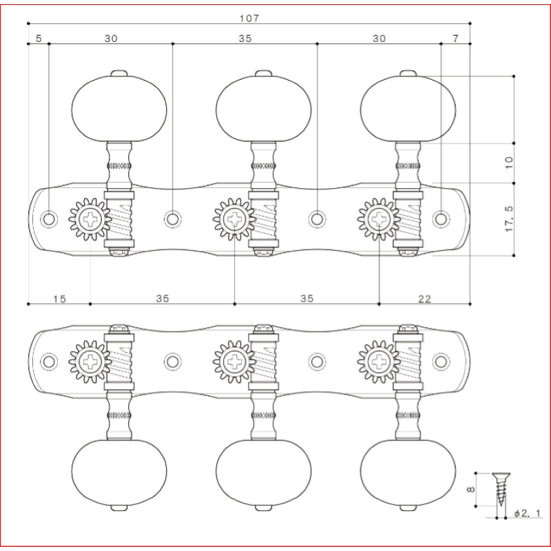 Gotoh 35G1800-2M-SB Meccaniche Classsica Solid Brass Meccaniche Classsica Solid Brass
