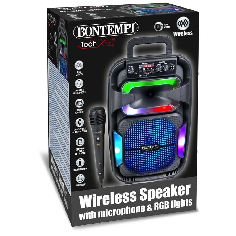 Bontempi 49 1030 Cassa Wireless con Microfono e Luci RGB