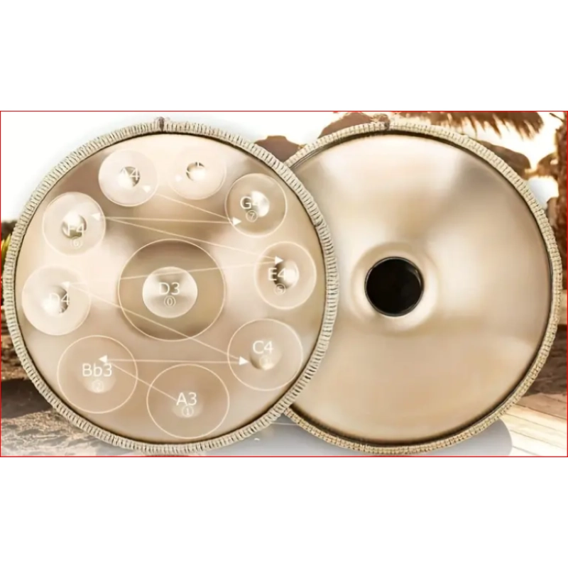 Hand Pan OYSTER 10 note RE minore cm.56 Hz432, Caisa Metal Drum Sonido Drum Hang Rammerdrum, Tuga