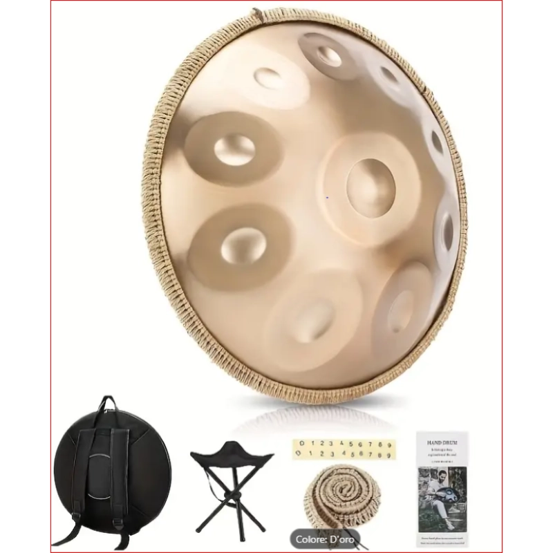 Hand Pan OYSTER 10 note RE minore cm.56 Hz432, Caisa Metal Drum Sonido Drum Hang Rammerdrum, Tuga