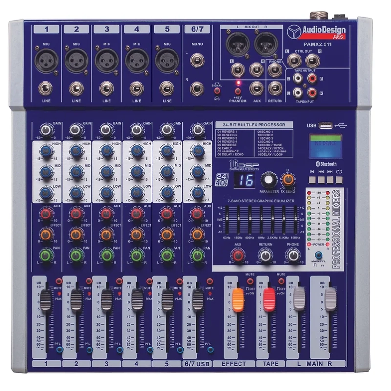 Audio design PAMX2.511 Mixer Professionale 7 Canali