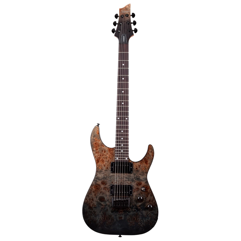 Schecter C-1 STANDARD BLACK FADE BURST BURL C