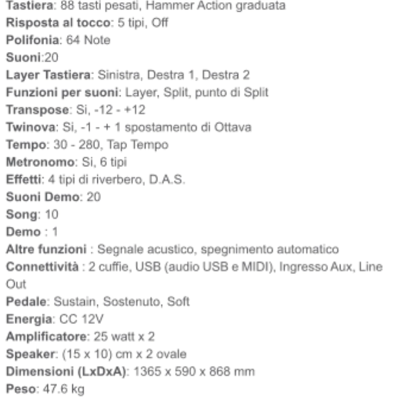 E-CHORD GP10B Pianoforte digitale Codino 88 Tasti Pesati Black