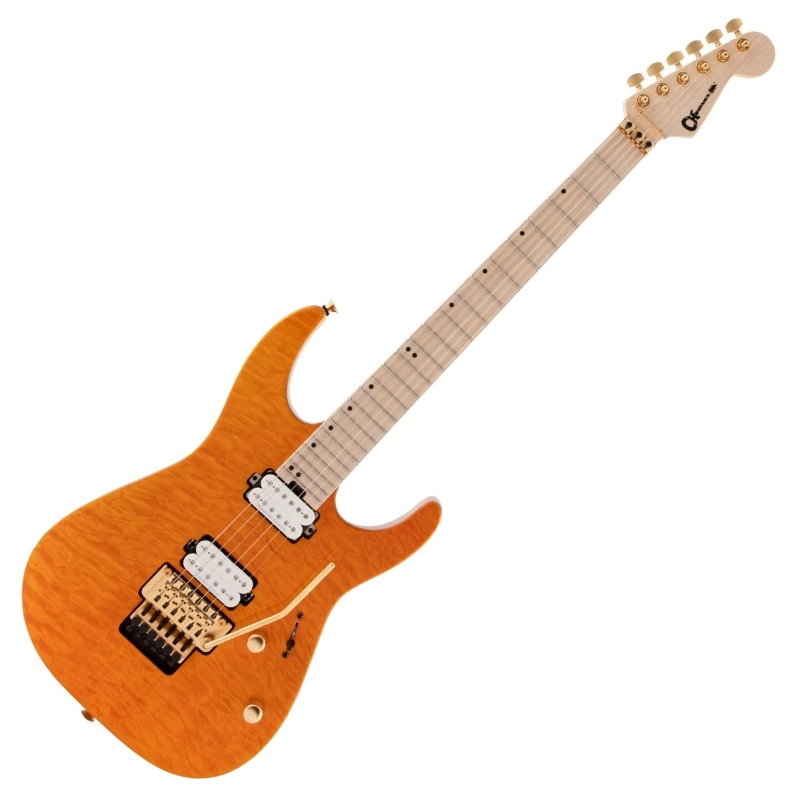 Charvel Pro-Mod DK24 HH FR M Mahogany with Quilt Maple, Maple Fingerboard, Dark Amber
