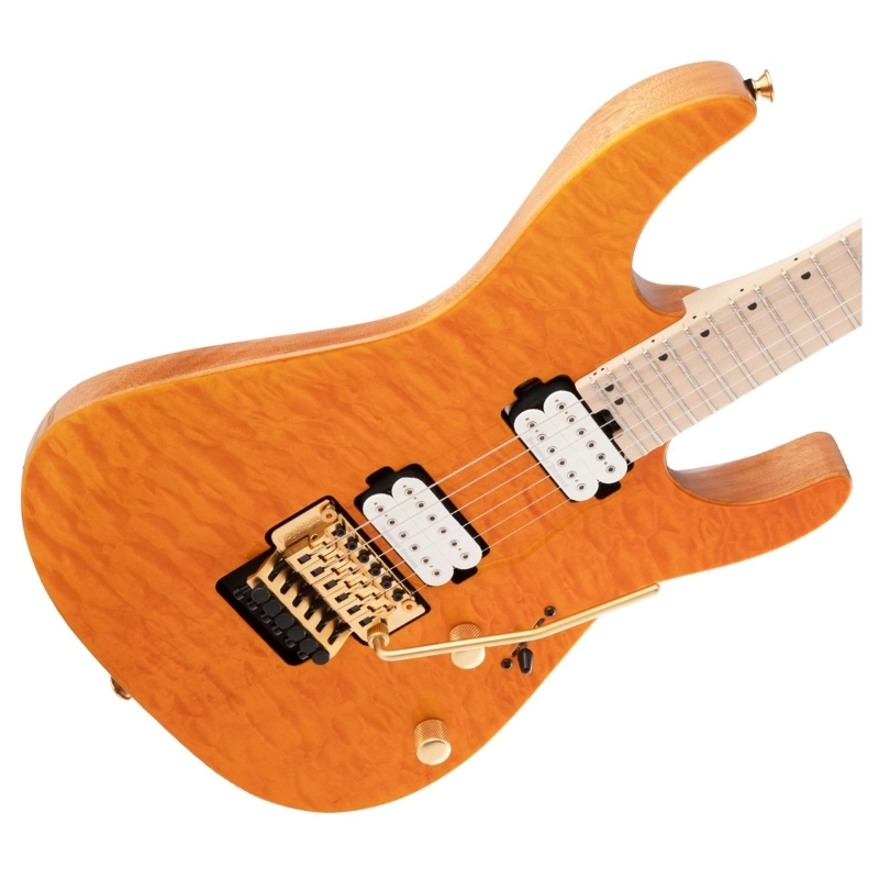 Charvel Pro-Mod DK24 HH FR M Mahogany with Quilt Maple, Maple Fingerboard, Dark Amber