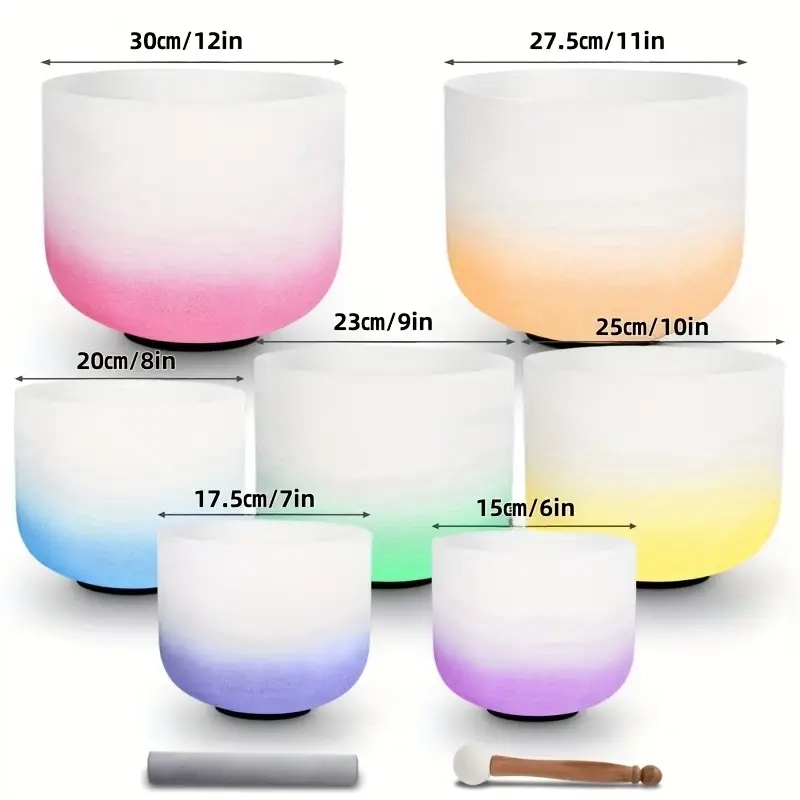 Campana Tibetana Cristallo Set 7 pezzi Chakra Set - A432Hz