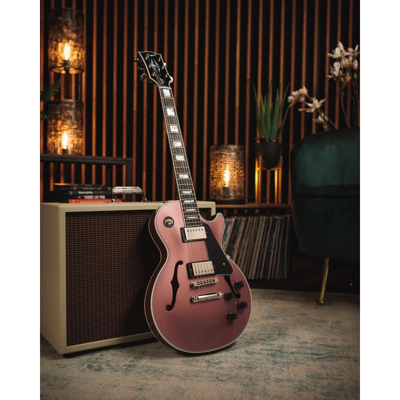 Gibson Custom Les Paul Custom Chambered F Holes Heather Poly Gloss NH LPC-PSL22550