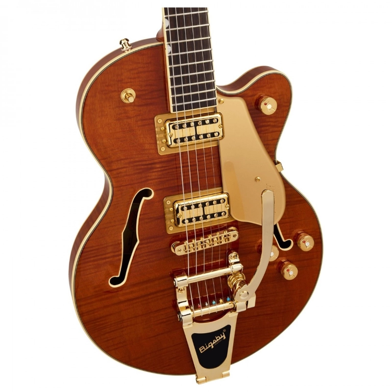 Gretsch Electromatic™ LTD Flame Okoume Broadkaster® Jr. Single -Cut with Bigsby®, Rosewood Fingerboard, Roundup Orange