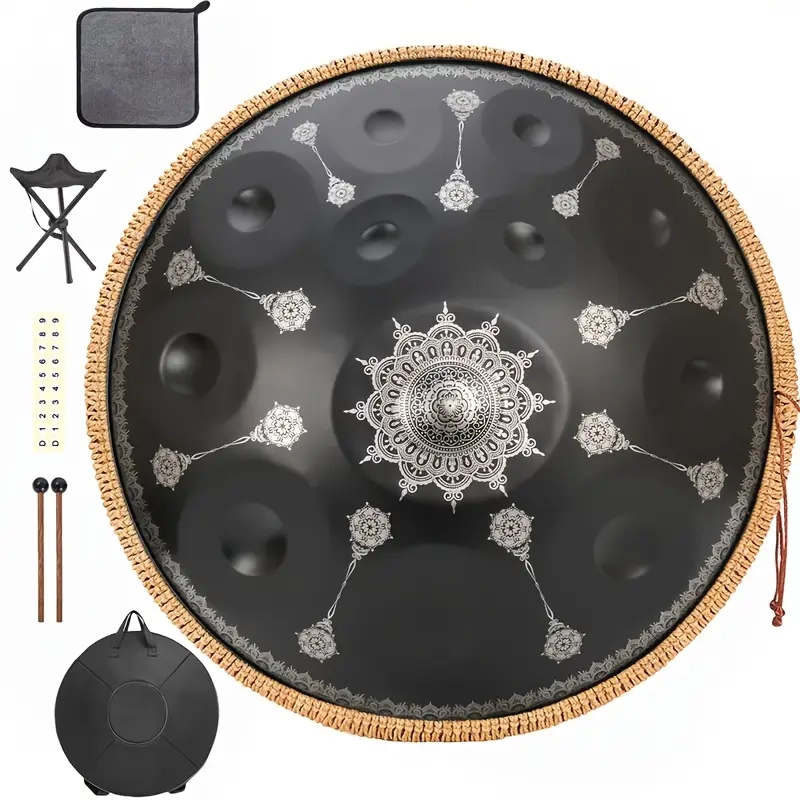 Hand Pan OYSTER 12 note RE minore cm.56 Hz432, Caisa Metal Drum Sonido Drum Hang Rammerdrum, Tuga
