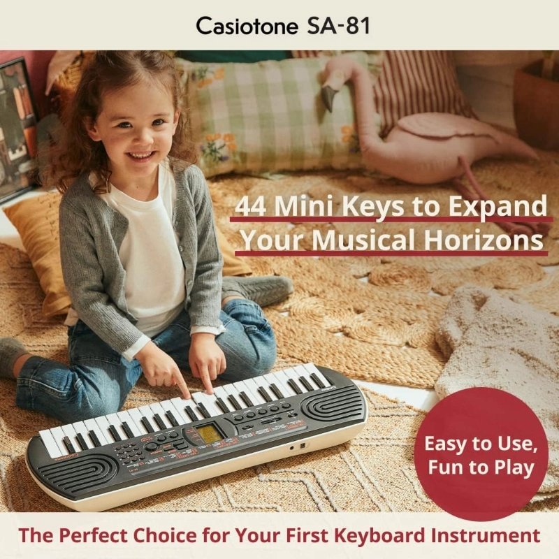 Casio SA81/SA80 Tastiera 44 tasti dimensioni ridotte 60 x 21 x 57mm  (Sostituisce i vecchi modelli SA-76, SA-77 e SA-78)