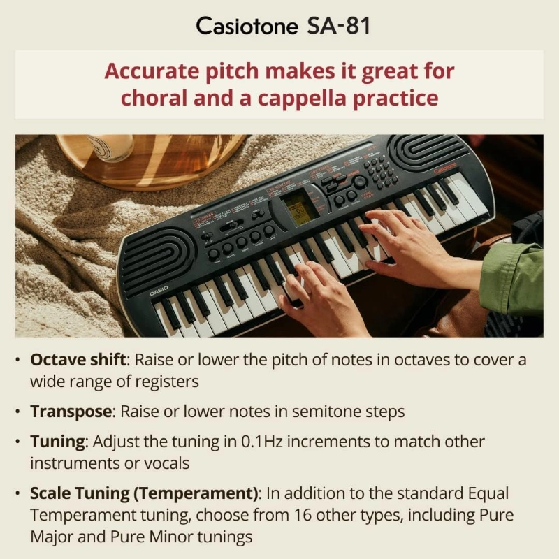 Casio SA81/SA80 Tastiera 44 tasti dimensioni ridotte 60 x 21 x 57mm  (Sostituisce i vecchi modelli SA-76, SA-77 e SA-78)