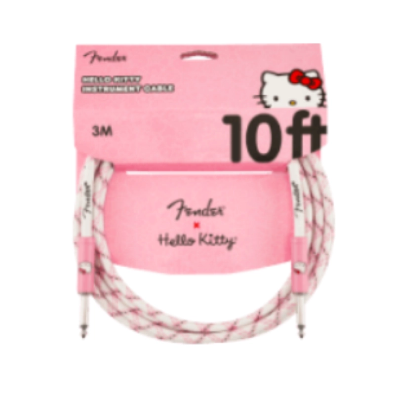 Fender® x Hello Kitty® White/Pink Woven Cable, 10'