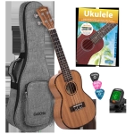 Cascha HH-2036 Concert Ukulele Mahogany Set (incl. 4 languages Method (DE/EN/FR/ES), Bag padded, 3 Picks, Tuner)