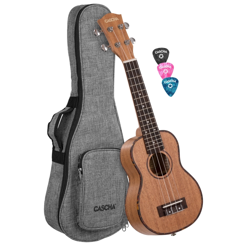 Cascha HH-2026 Soprano Ukulele Mahogany (incl. Bag padded, 3 Picks)