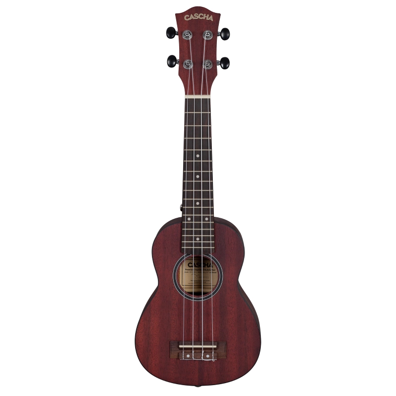 Cascha HH-2263L Soprano Ukulele Mahogany Red Lefthand (incl. Bag padded, 3 Picks)