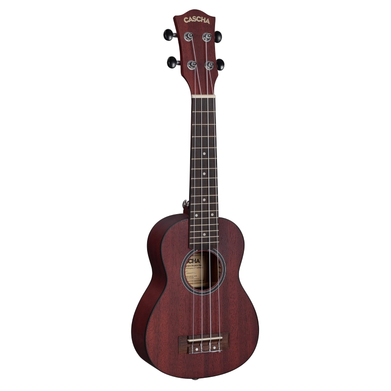 Cascha HH-2263L Soprano Ukulele Mahogany Red Lefthand (incl. Bag padded, 3 Picks)