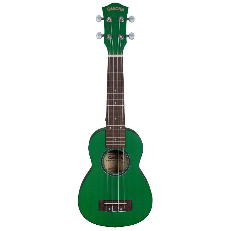 Cascha HH-2265L Soprano Ukulele Mahogany Green Lefthand (incl. Bag padded, 3 Picks)